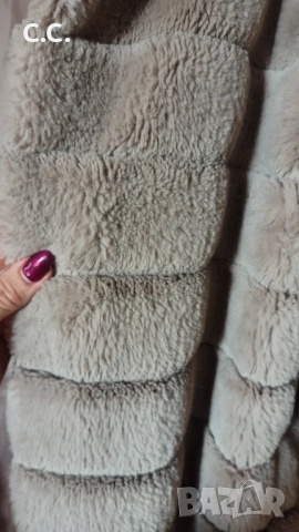 Пухено палто с качулка, М размер , снимка 5 - Якета - 52670576