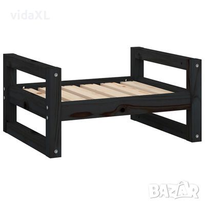 vidaXL Кучешко легло, черно, 55,5x45,5x28 см, борова дървесина масив(SKU:821471, снимка 1 - За кучета - 46030435