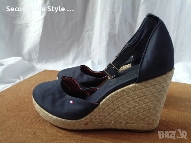 № 38 Tommy Hilfiger оригинални дамски еспадрили сандали на платформа, естествена кожа, снимка 6 - Сандали - 53111577