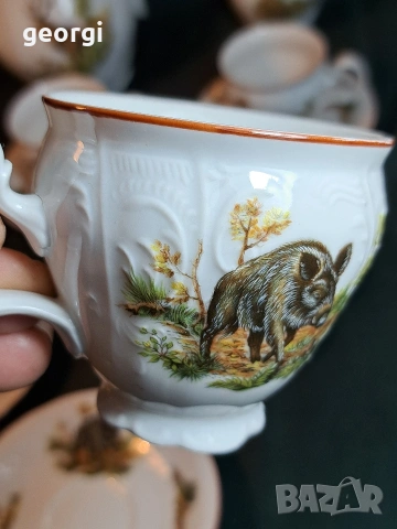 чешки порцеланов сервиз Bernadotte ловни мотиви  35/1, снимка 3 - Сервизи - 54176716