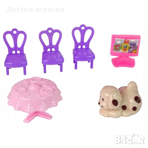 Къща за кукли семейство кукли с куче и мебели, музикална , снимка 11 - Кукли - 52778026