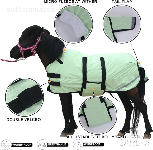 Зимно одеяло за жребче/мини кон, размер 30"-48", водоустойчиво и дишащо, 300 Denier,, снимка 3 - За селскостопански - 53887984