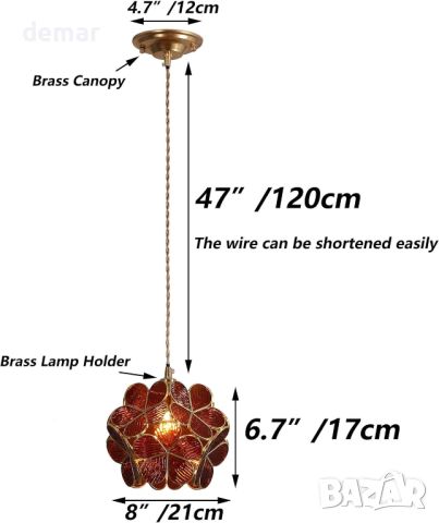 Bieye L30745 Cherry Blossom Таванна висяща лампа в стил Тифани, снимка 2 - Лампи за таван - 45340994