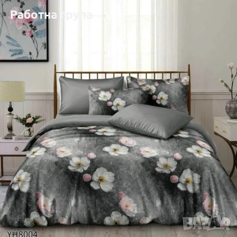 Флоралени десени от памучен сатен с ластик , снимка 17 - Спално бельо - 54072789