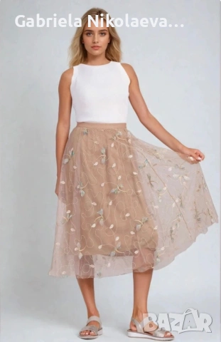 Тюлена пола с бродирани водни кончета, снимка 4 - Поли - 53947772