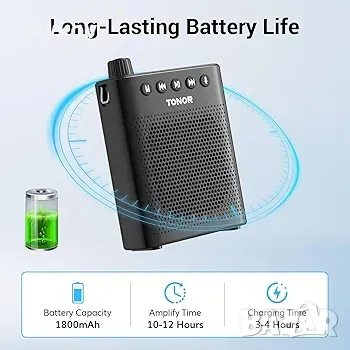 Преносим гласов усилвател TONOR за учители, презареждаща се мини система, снимка 3 - Аудиосистеми - 50309066