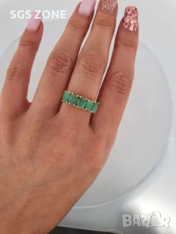 Пръстен Half Eternity с естествени рубини, изумруди и сапфири, снимка 4 - Пръстени - 49622868