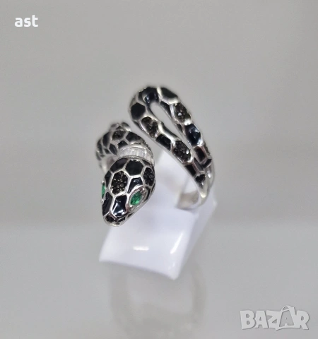 Сребърен пръснен змия, снимка 4 - Пръстени - 53616044