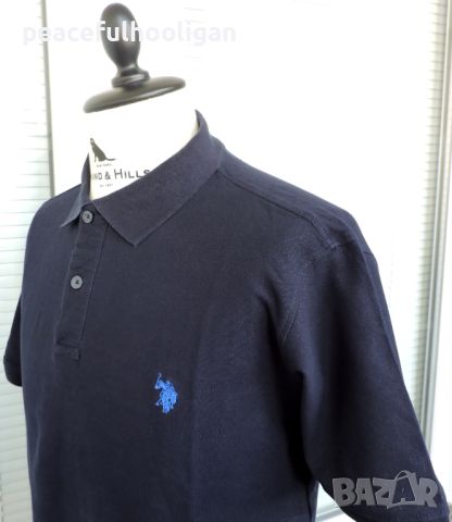 U.S.POLO ASSN Premium Cotton - Мъжка  черна тениска с яка размер L, снимка 5 - Тениски - 46798686