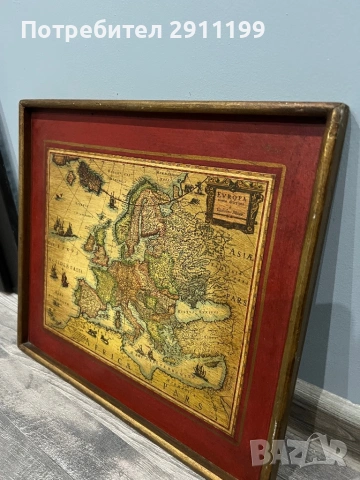 Картина с карта на света и на Европа, 2 бр., снимка 6 - Картини - 53395679