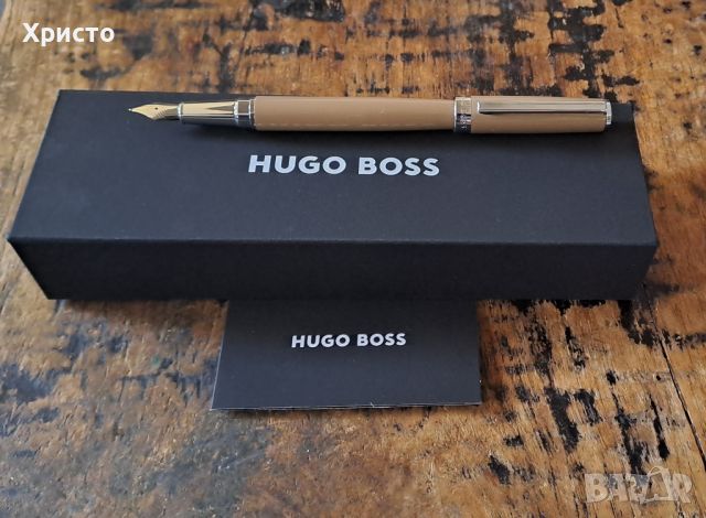 писалка HUGO BOSS Gear Camel метал лого на пръстена и тяло с гланцов лак с екзотичен цвят камила, снимка 2 - Ученически пособия, канцеларски материали - 46332405