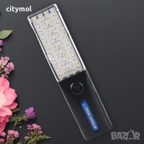 Соларна работна LED лампа, акумулаторна, кука и магнити, Type C, снимка 4 - Лед осветление - 53721899