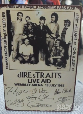 Dire Straits Webley Arena 1985 -метална табела(плакет)