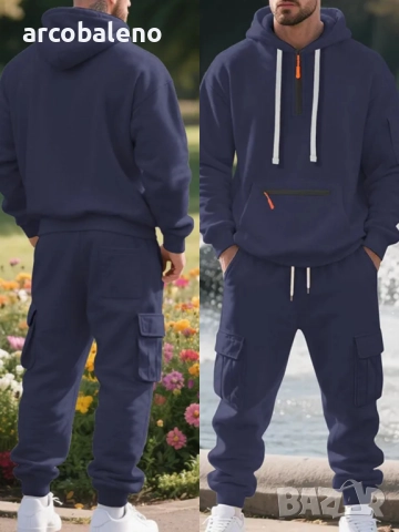 Ежедневен мъжки зимен комплект от две части с подплата от полар, 6цвята , снимка 7 - Спортни дрехи, екипи - 51531450