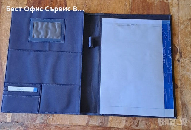 папка луксозна за документи кожена синя Марксман Marksman Размер А4, снимка 2 - Ученически пособия, канцеларски материали - 52337734