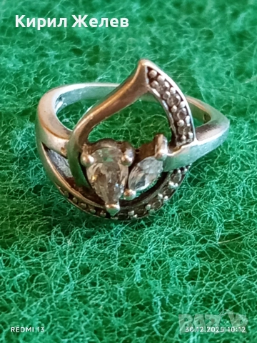 Романтичен сребърен пръстен с Мойсанит ювелирна изработка 52829