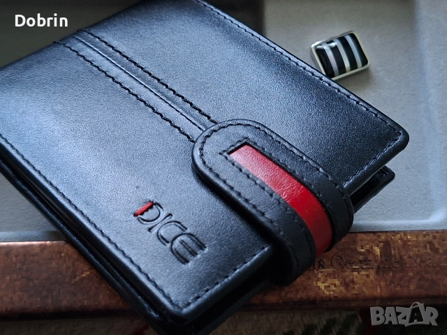 Мъжки портфейл DICE естествена кожа с ръкавели, снимка 8 - Портфейли, портмонета - 52918953