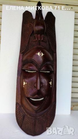 Две големи масивни маски от африканско дърво ръчна изработка, снимка 2 - Антикварни и старинни предмети - 45627101