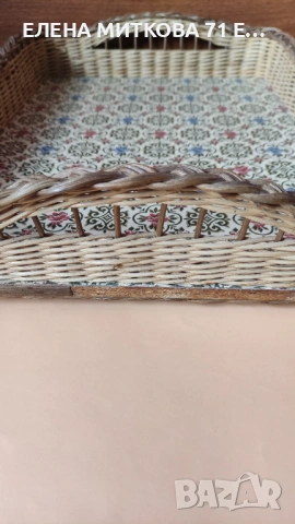 Голям плетен поднос с твърдо дъно, снимка 5 - Аксесоари за кухня - 53929238