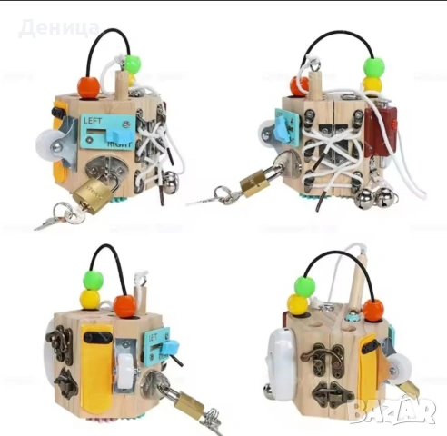 Ново Монтесори дървено кубче с активности , снимка 2 - Образователни игри - 53530158