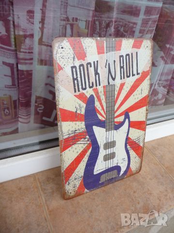 Метална табела музика Rock 'n roll рок енд рол китара декор, снимка 2 - Декорация за дома - 45456801
