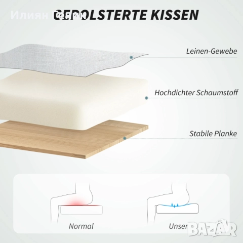 Офис стол HOMCOM, имитация на лен, снимка 10 - Столове - 52348263