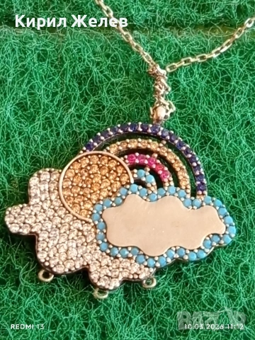 Красив стилен синджир с висулка с инкростация на ЦИРКОНИЙ 30504, снимка 2 - Колиета, медальони, синджири - 53778718
