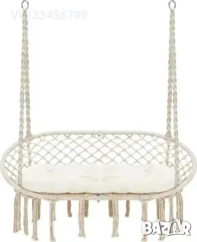 Висяща градинска люлка хамак с възглавница за двама, 130см, снимка 2 - Къмпинг мебели - 51540742