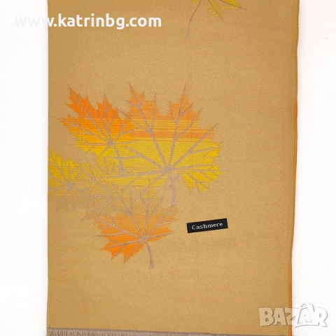 Шал и ръкавици в бежово и оранжево – луксозен подарък за жена Код на продукта:DAK-0035, снимка 2 - Подаръци за жени - 52201304