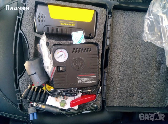 Стартерна батерия бустер за кола power bank 3 в 1 с компресор 16800 mAh 12V, TM15