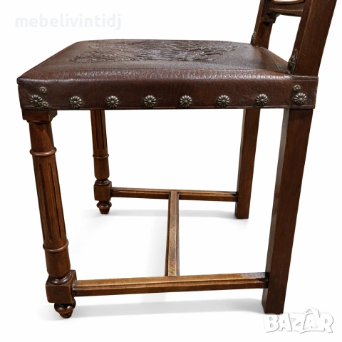 Антикварен трапезен комплект от масивен дъб, снимка 4 - Маси - 53558358