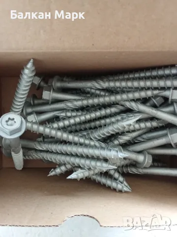 Винт,винтове дърво 8x100,шестостенна глава,TORX,шайба,връх 17, цинк-ламелно покр.торнадо40бр