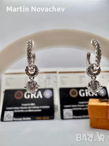 Сребърни обеци с мойсанит (Диамант) 0.5 карата, снимка 6 - Обеци - 52844065