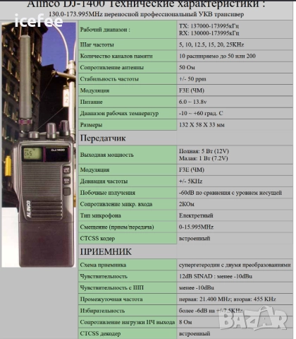 Alinco DJ-1400 радиостанция на 144 mhz, снимка 5 - Друга електроника - 51657064