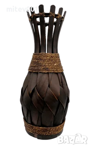 ВАЗА РЪЧНО ПЛЕТЕНА 23см., ЕСТЕСТВЕН МАТЕРИАЛ, снимка 2 - Вази - 32085704