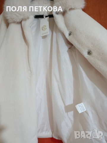 Ново бяло пухкаво палтенце, снимка 6 - Палта, манта - 52592275