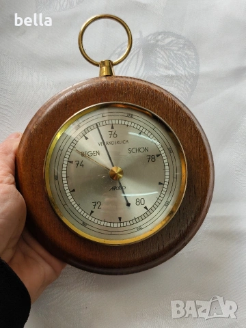 Ретро дървен барометър Regen Veranderlich Schon -Apollo , снимка 3 - Антикварни и старинни предмети - 54144250