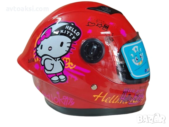 Детска каска Мотор/Мотопед/Вело/Скутер Hello Kitty два цвята, снимка 3 - Аксесоари и консумативи - 54286642