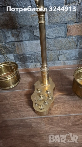 Стара много красива месингова везна пълен комплект с две блюда, снимка 7 - Антикварни и старинни предмети - 53140353