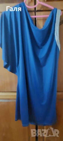Асиметрична рокля/туника цвят турско синьо, размер Л, снимка 7 - Рокли - 51407522