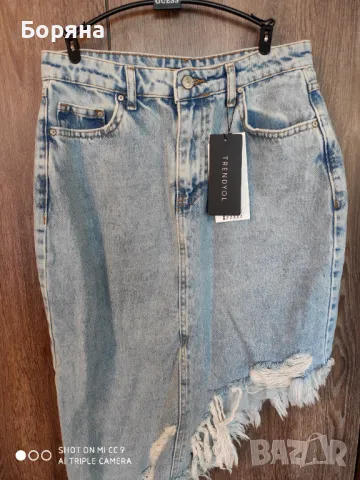 Trendyol нова с етикет асиметрична дънкова пола, снимка 7 - Поли - 49062945