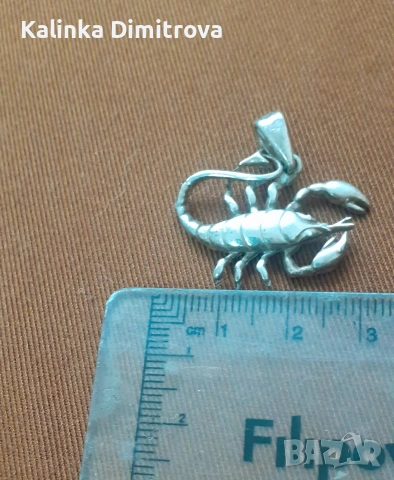 Сребърна висулка-зодия Скорпион., снимка 4 - Колиета, медальони, синджири - 53217727