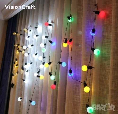 Гирлянд от крушки с цветни светлини, снимка 3 - Лампи за стена - 44993698