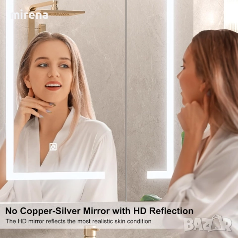 ЛЕД LED шкаф за баня, с огледало, с осветление, 60 * 65 17