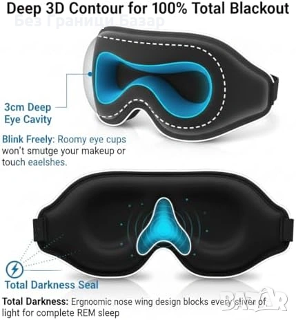 Нова Маска за сън 3D без натиск + топла/студена терапия при мигрена, снимка 3 - Други - 53644830