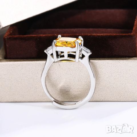 Сребърен пръстен с цитрин, свободен размер, снимка 4 - Пръстени - 45464113