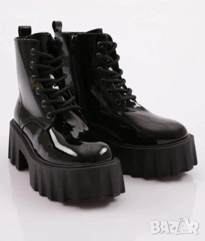 Черни лъскави боти, снимка 3 - Дамски боти - 52842026