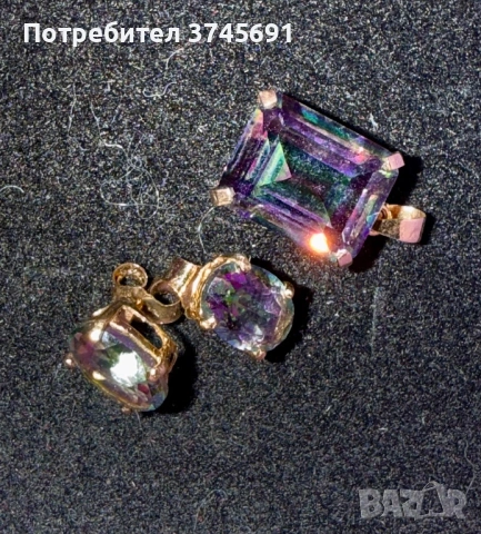 Златни обеци и медальон с мистичен топаз, снимка 9 - Обеци - 53019157