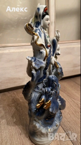 Голяма винтидж Китайска статуетка Гуан Ин– 32см, 1.255кг, снимка 8 - Антикварни и старинни предмети - 53309677