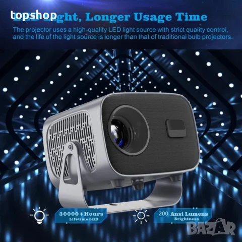 Android 11 проектор с 5G 2.4G Dual WiFi BT 1080P 8000 Лумена, 30 000 часа, 4K и твърд диск, снимка 4 - Плейъри, домашно кино, прожектори - 50503829